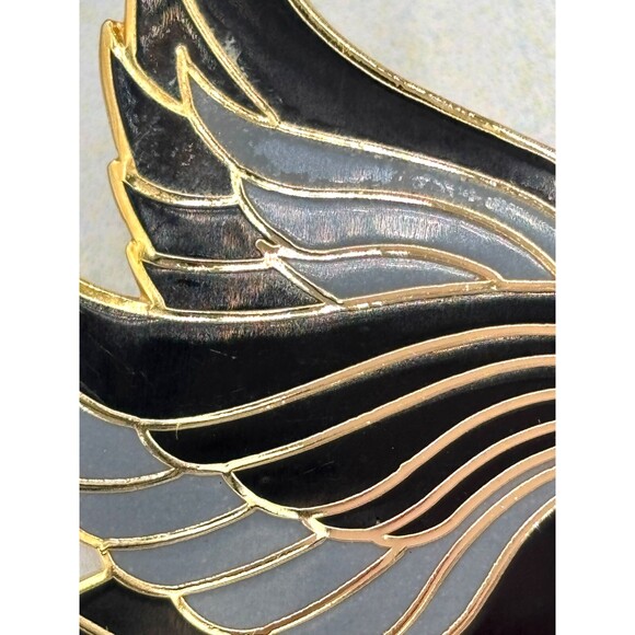 Laurel Burch Celan Black Swan Bird Enamel Goldtone Brooch Pin 1.5” Vintage EUC - Picture 6 of 8